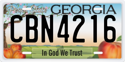 GA license plate CBN4216