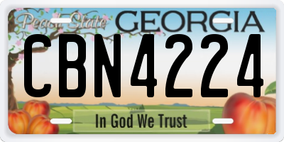 GA license plate CBN4224