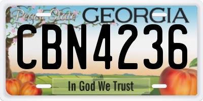 GA license plate CBN4236