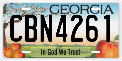 GA license plate CBN4261