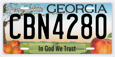 GA license plate CBN4280