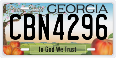 GA license plate CBN4296