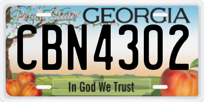 GA license plate CBN4302