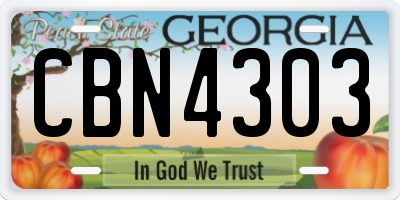 GA license plate CBN4303