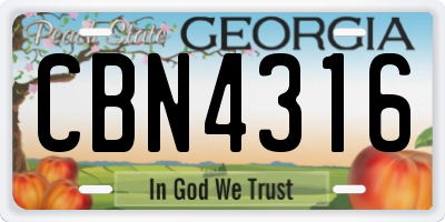 GA license plate CBN4316