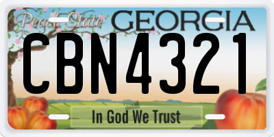 GA license plate CBN4321