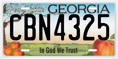 GA license plate CBN4325