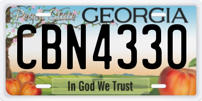 GA license plate CBN4330