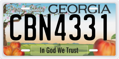 GA license plate CBN4331