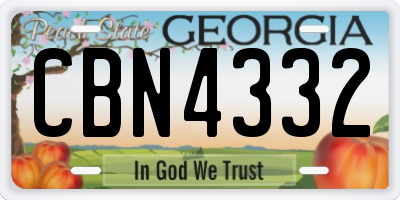 GA license plate CBN4332
