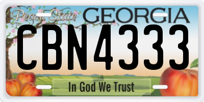 GA license plate CBN4333
