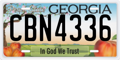 GA license plate CBN4336
