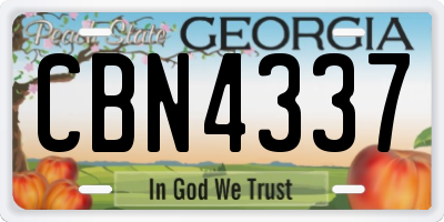 GA license plate CBN4337