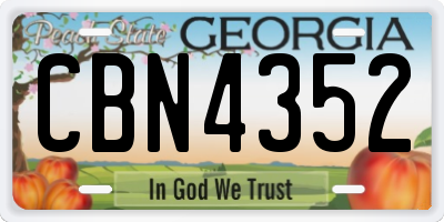 GA license plate CBN4352