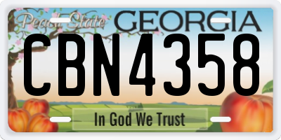 GA license plate CBN4358