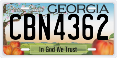 GA license plate CBN4362