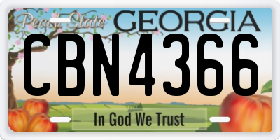 GA license plate CBN4366