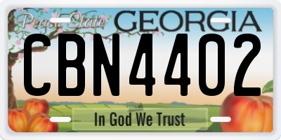 GA license plate CBN4402
