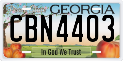 GA license plate CBN4403