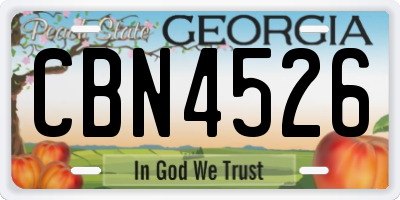 GA license plate CBN4526