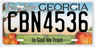 GA license plate CBN4536