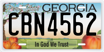 GA license plate CBN4562