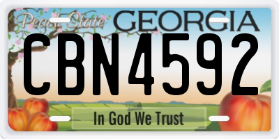 GA license plate CBN4592