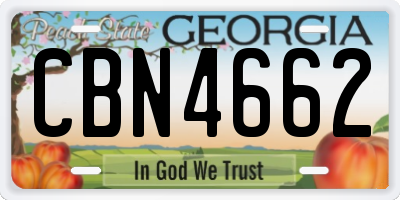 GA license plate CBN4662