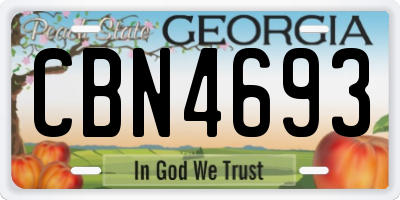 GA license plate CBN4693