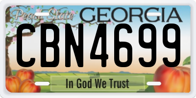 GA license plate CBN4699