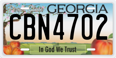 GA license plate CBN4702