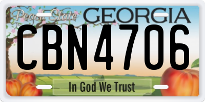 GA license plate CBN4706