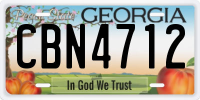 GA license plate CBN4712
