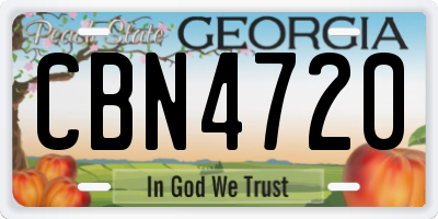 GA license plate CBN4720