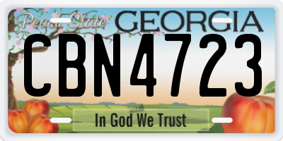 GA license plate CBN4723