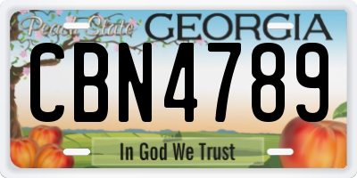 GA license plate CBN4789