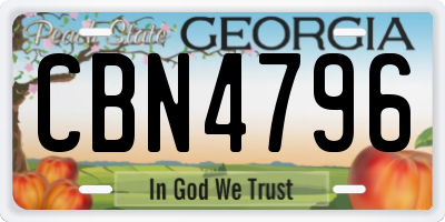GA license plate CBN4796