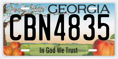 GA license plate CBN4835