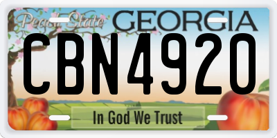 GA license plate CBN4920