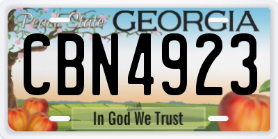 GA license plate CBN4923