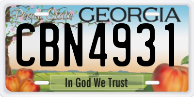 GA license plate CBN4931
