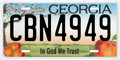 GA license plate CBN4949