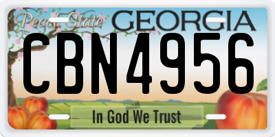 GA license plate CBN4956