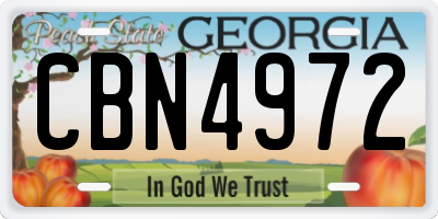 GA license plate CBN4972