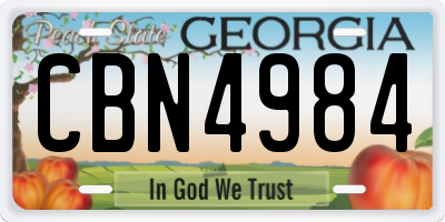 GA license plate CBN4984