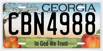GA license plate CBN4988
