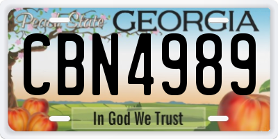 GA license plate CBN4989
