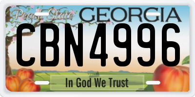 GA license plate CBN4996