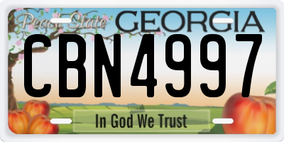 GA license plate CBN4997
