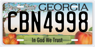 GA license plate CBN4998